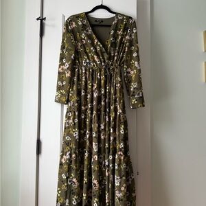 Madewell | Floral Green Maxi Dress | XS